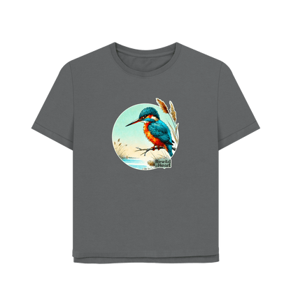 Slate Grey Kingfisher in the Reeds Women's Relaxed-Fit T-Shirt