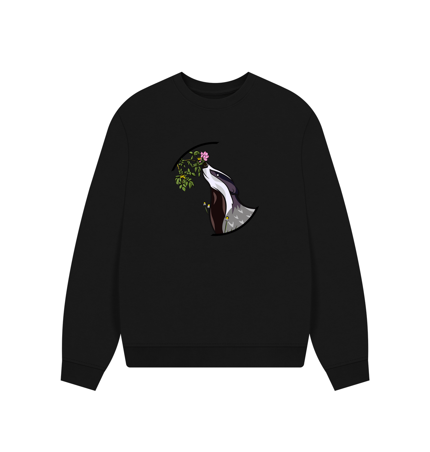 Black Printed Sweater Front