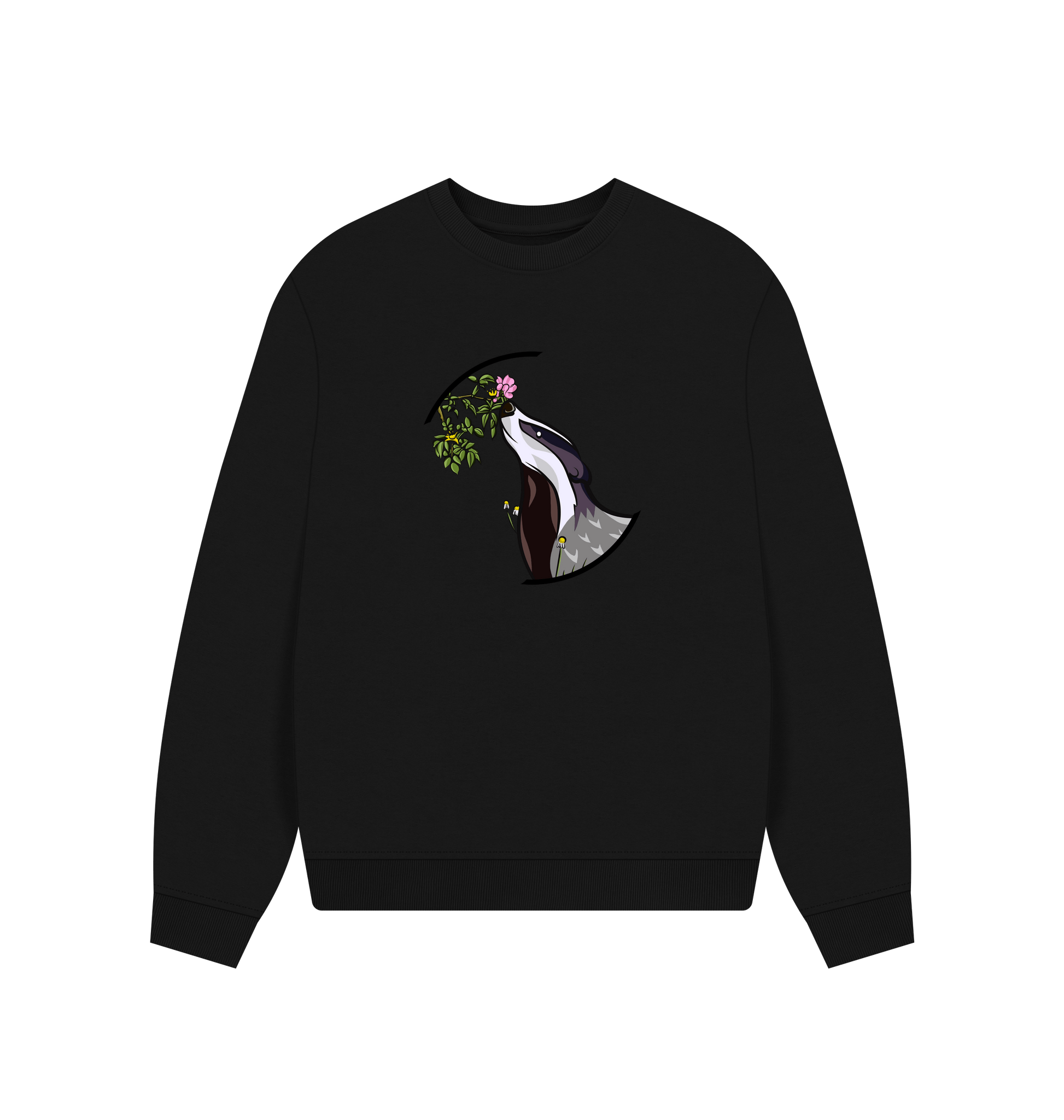 Black Printed Sweater Front