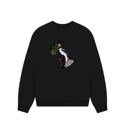 Black Printed Sweater Front