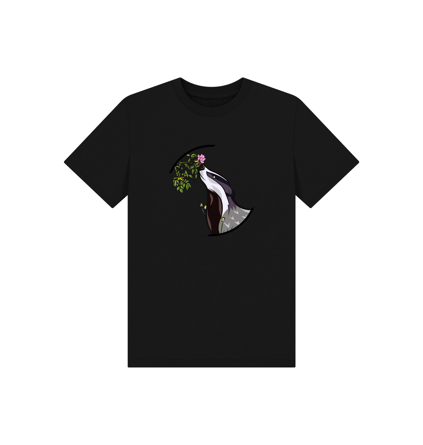 Black Printed Kids T-Shirt Front