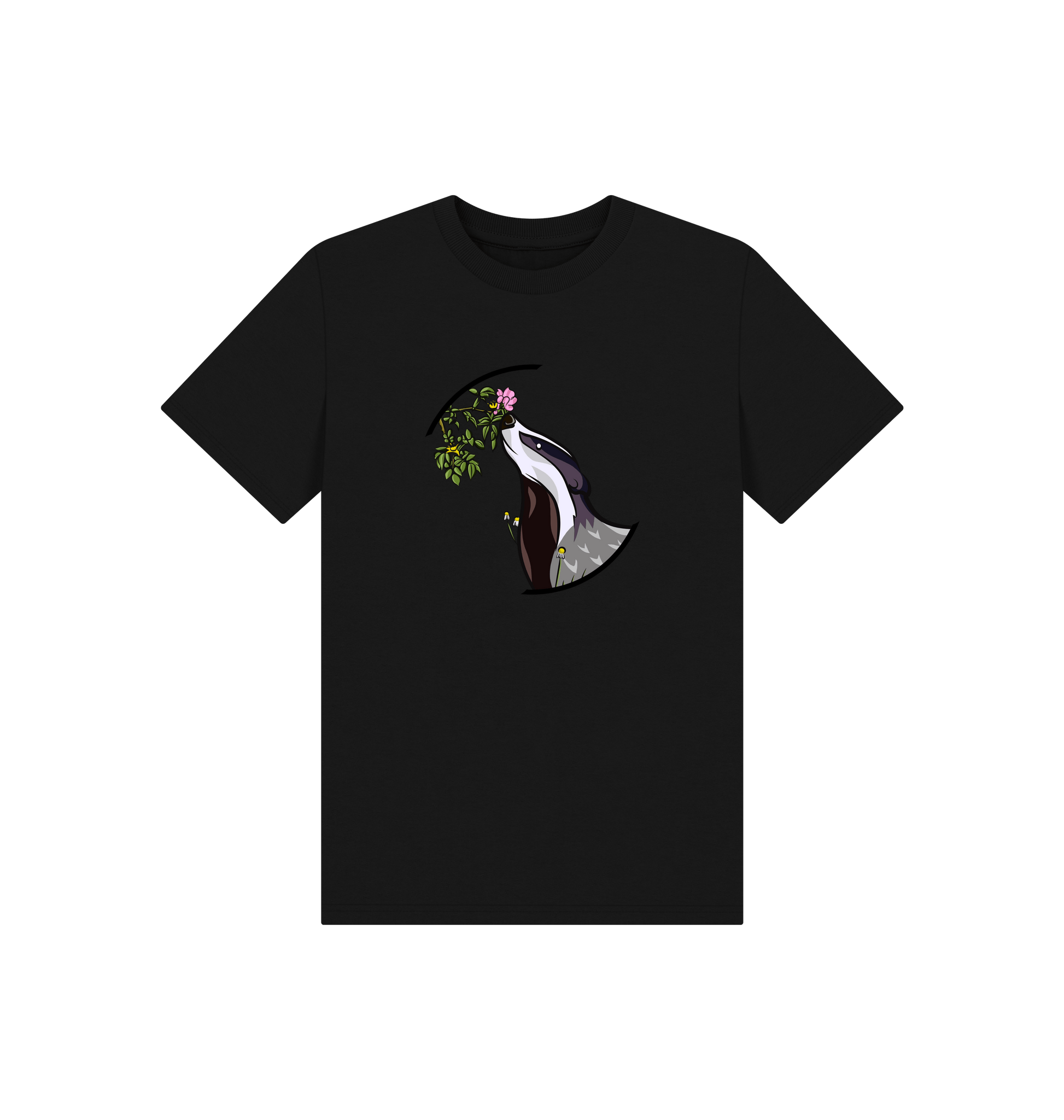 Black Printed Kids T-Shirt Front