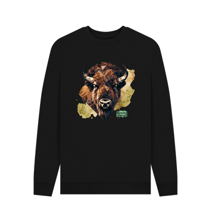 Black Bison with Wildflowers & Butterflies Men's Jumper