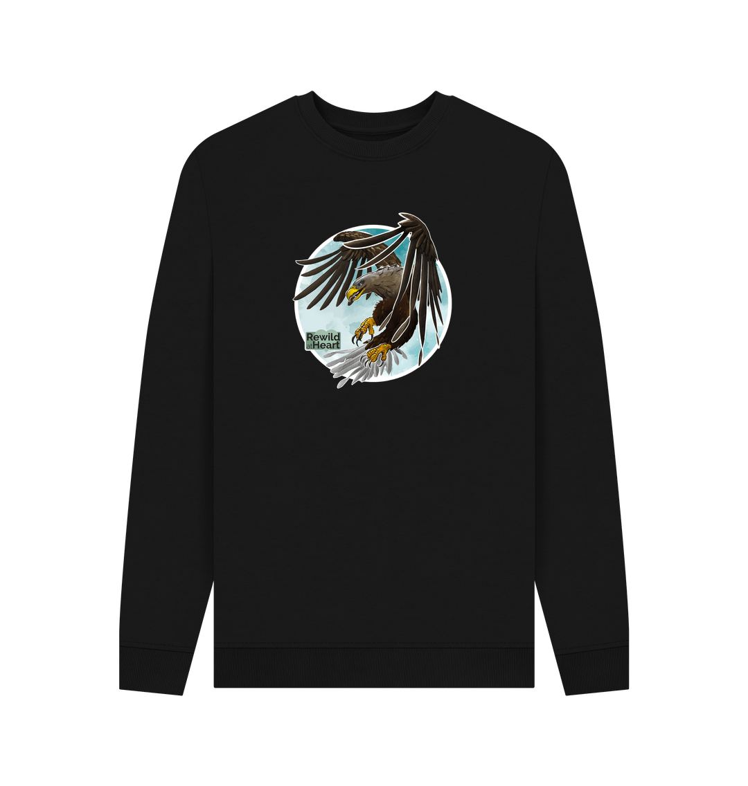 Black White-Tailed Eagle Flight Men's Sweater