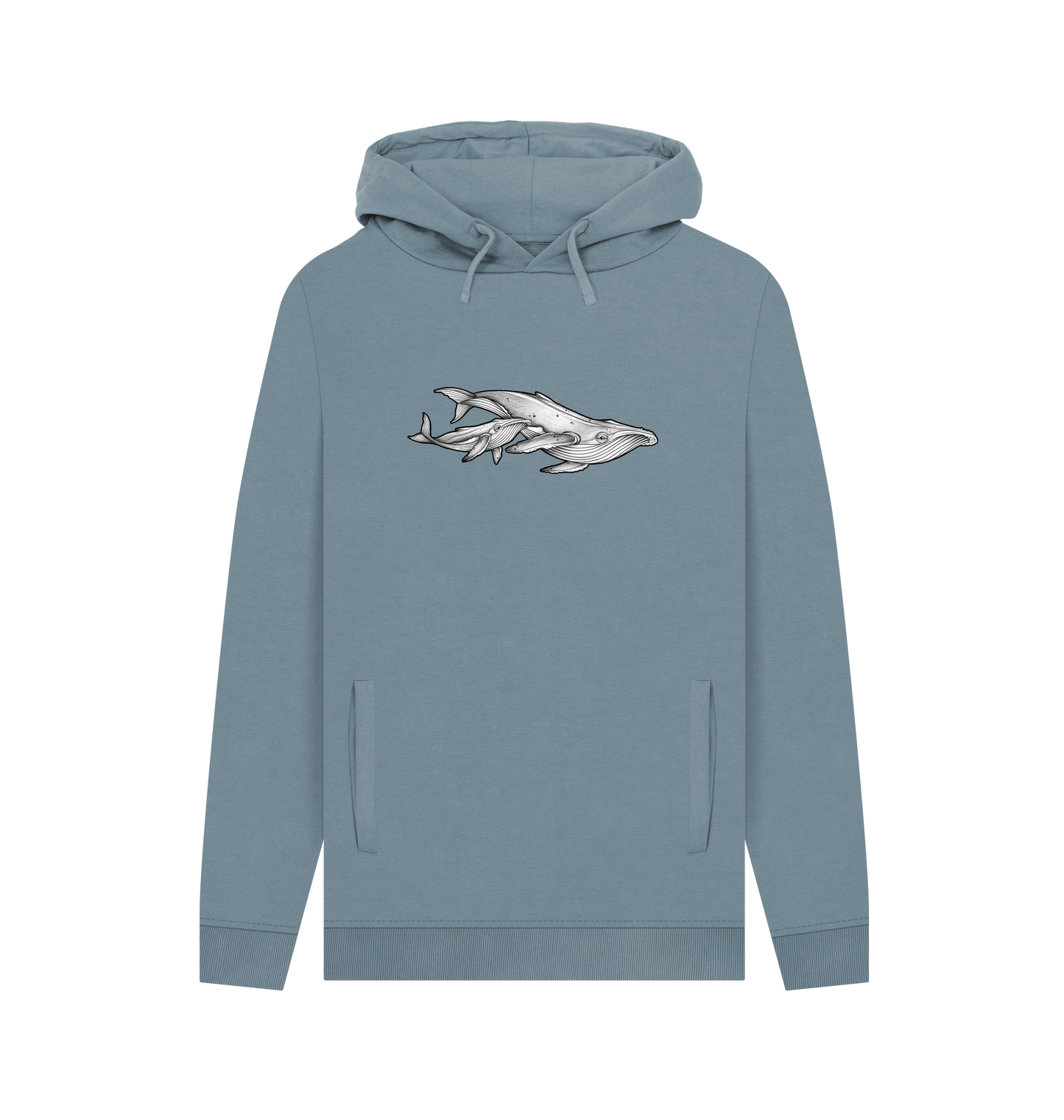 Stone Blue Printed Hoody Front