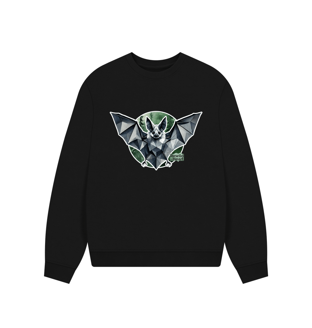 Black Grey Long-Eared Bat Women's Oversized Jumper