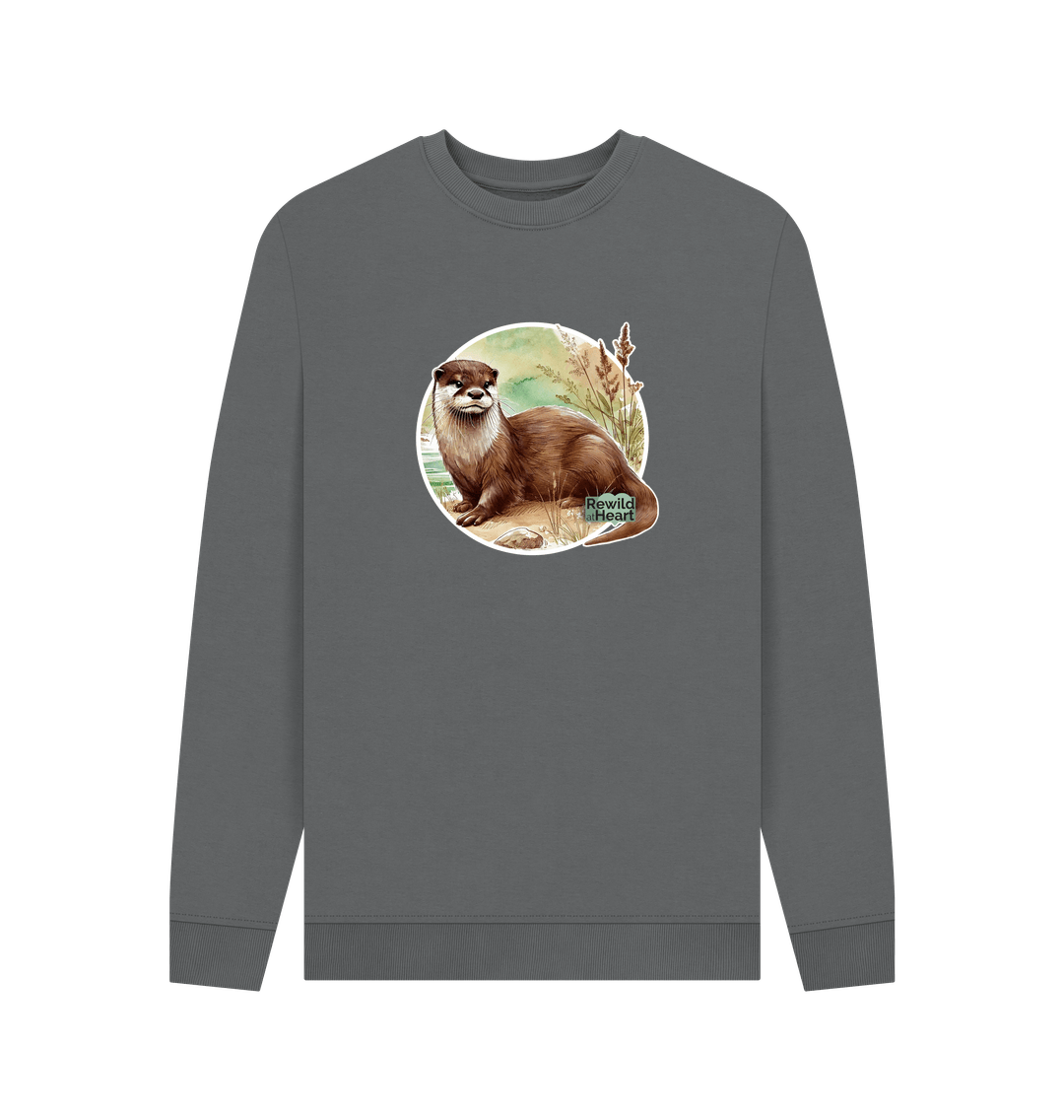 Slate Grey Printed Sweater Front