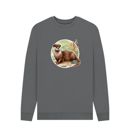 Slate Grey Printed Sweater Front