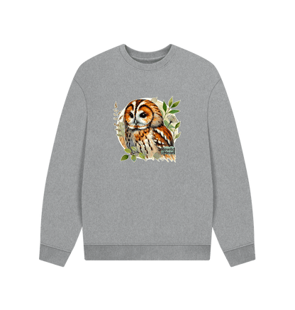 Athletic Grey Tawny Owl Forest Men's Oversized Sweater