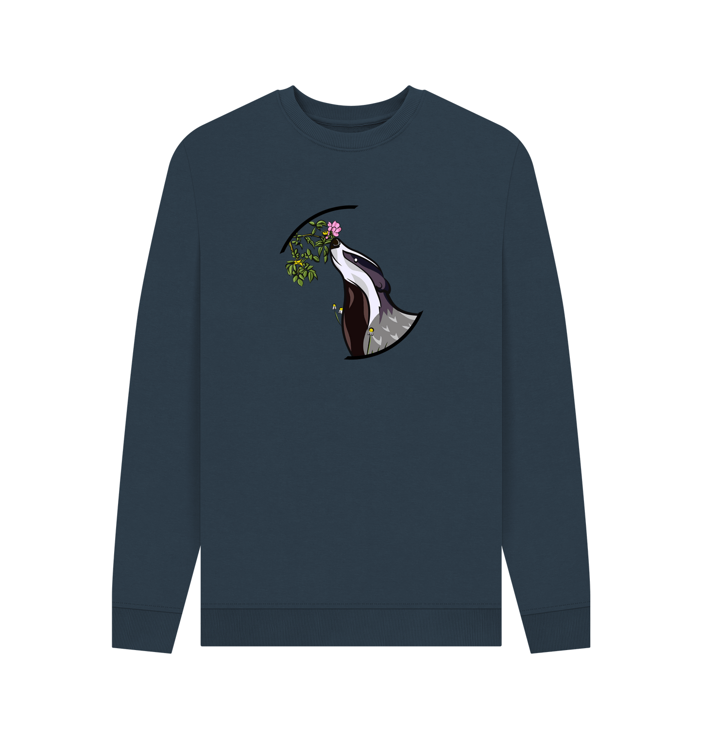 Navy Blue Printed Sweater Front