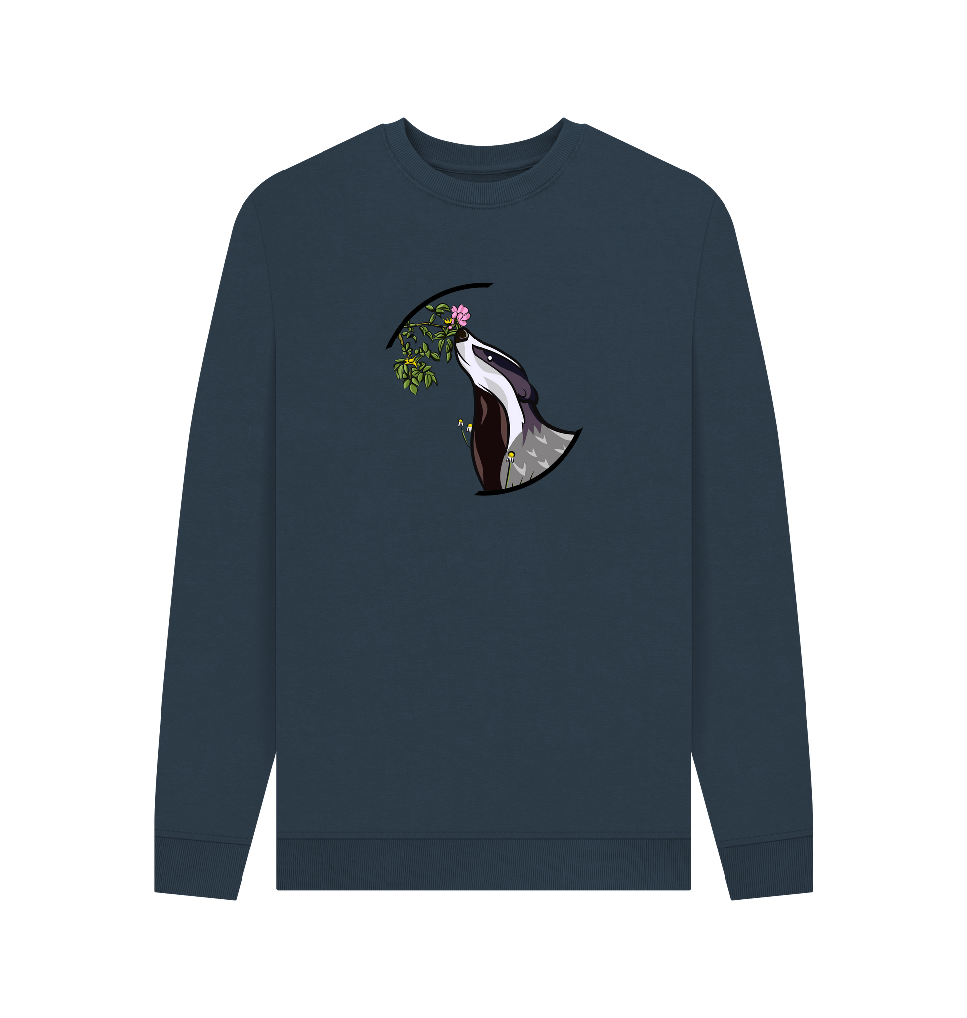Navy Blue Printed Sweater Front