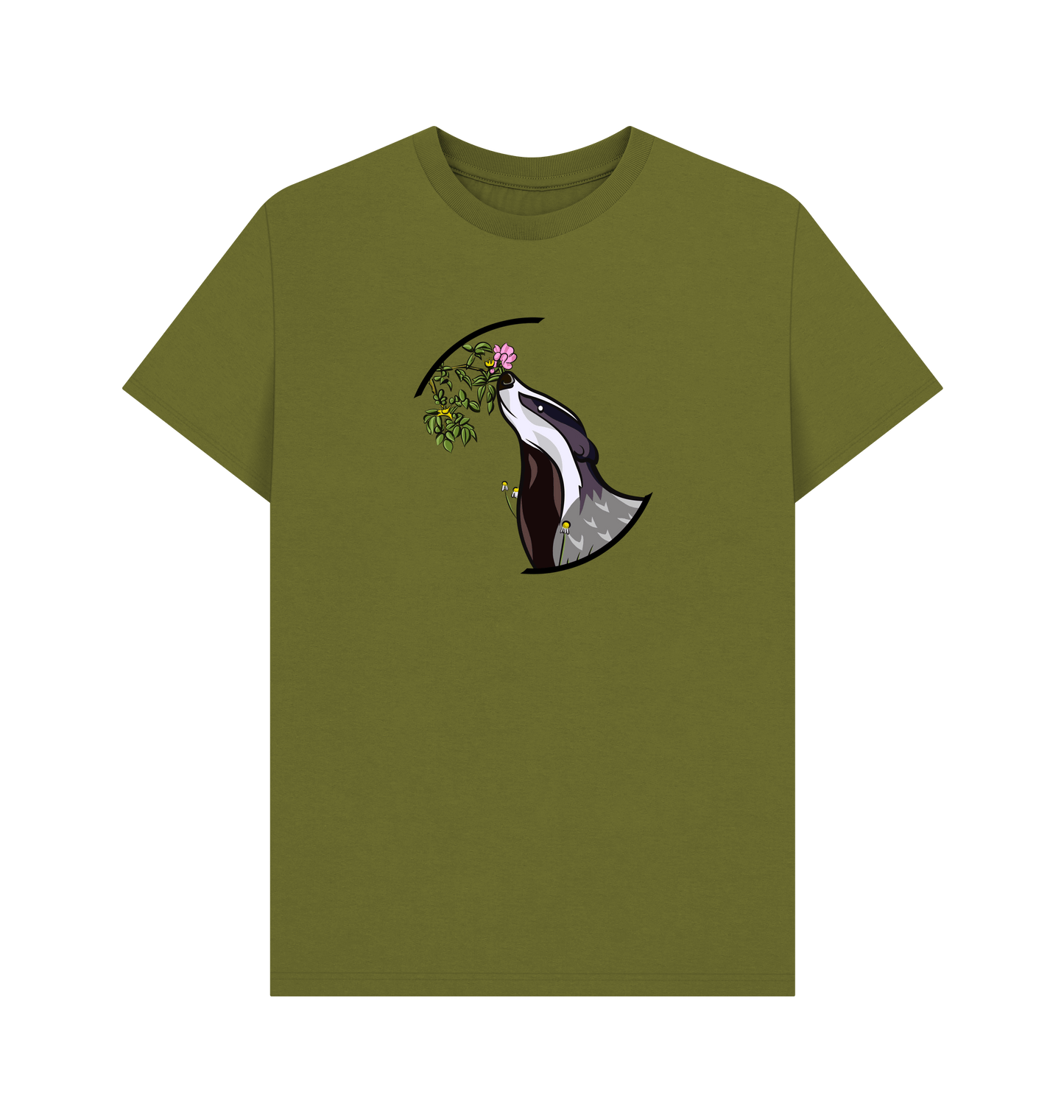 Moss Green Printed T-shirt Front