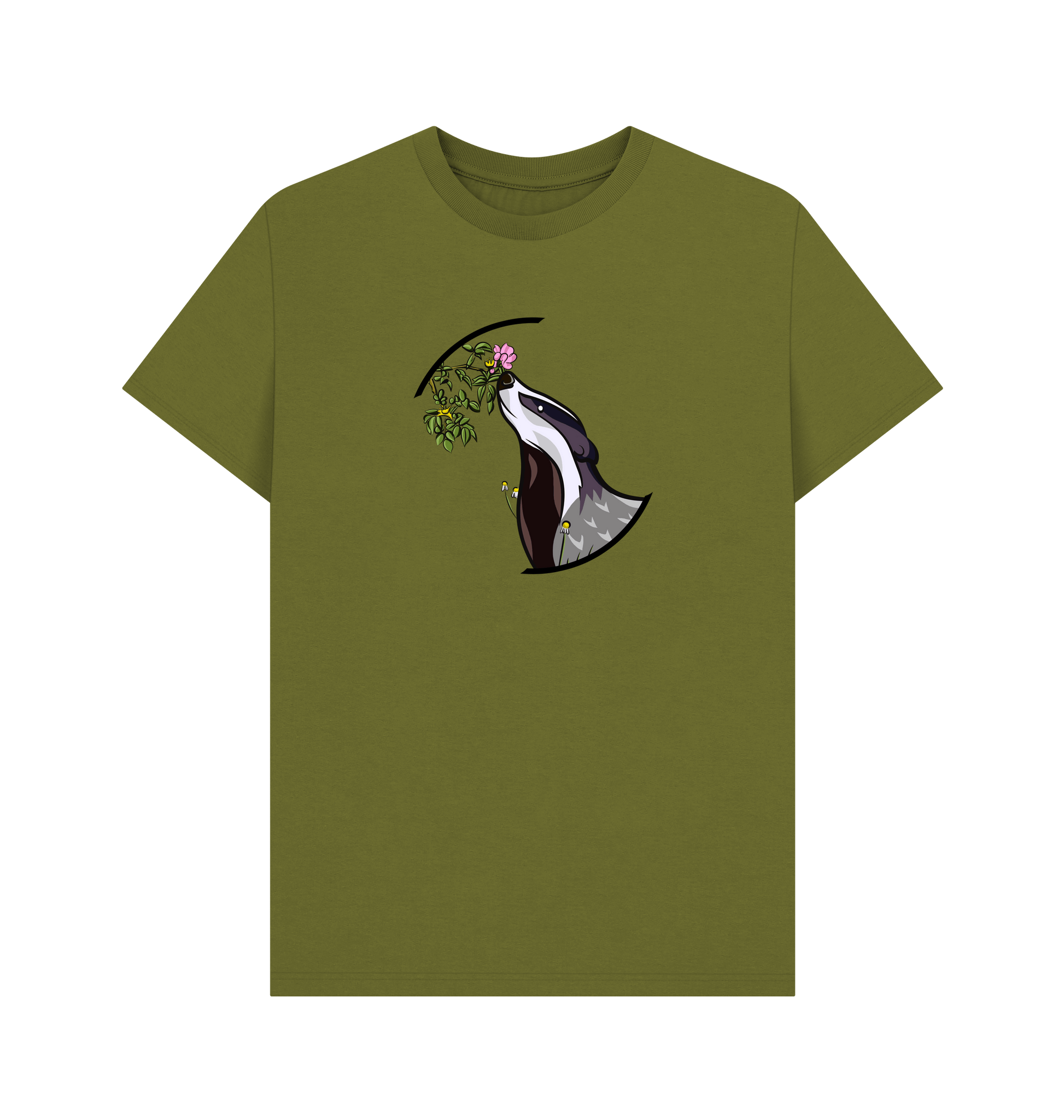 Moss Green Printed T-shirt Front
