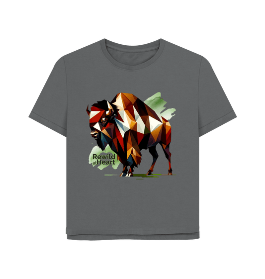 Slate Grey European Bison | Relaxed-Fit Women's T-Shirt