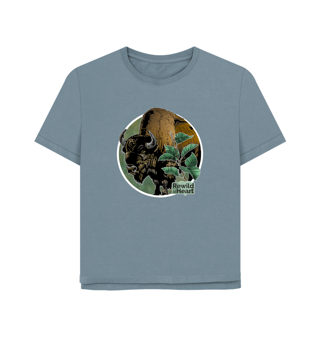 Stone Blue Bison Woodland Women's Relaxed-Fit T-Shirt