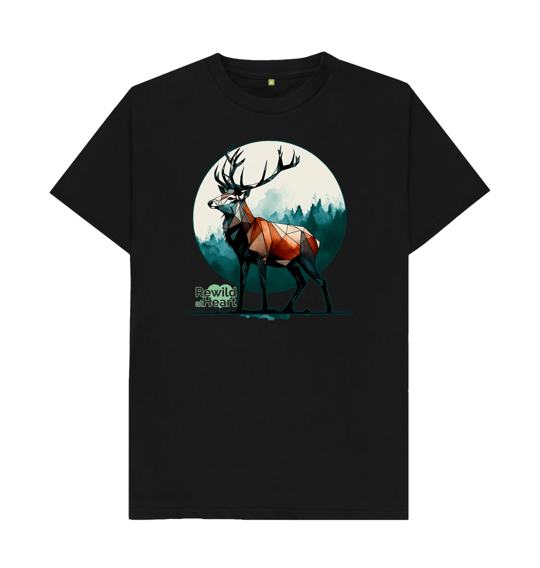 Black Red Deer Rewild Side | Men's T-Shirt