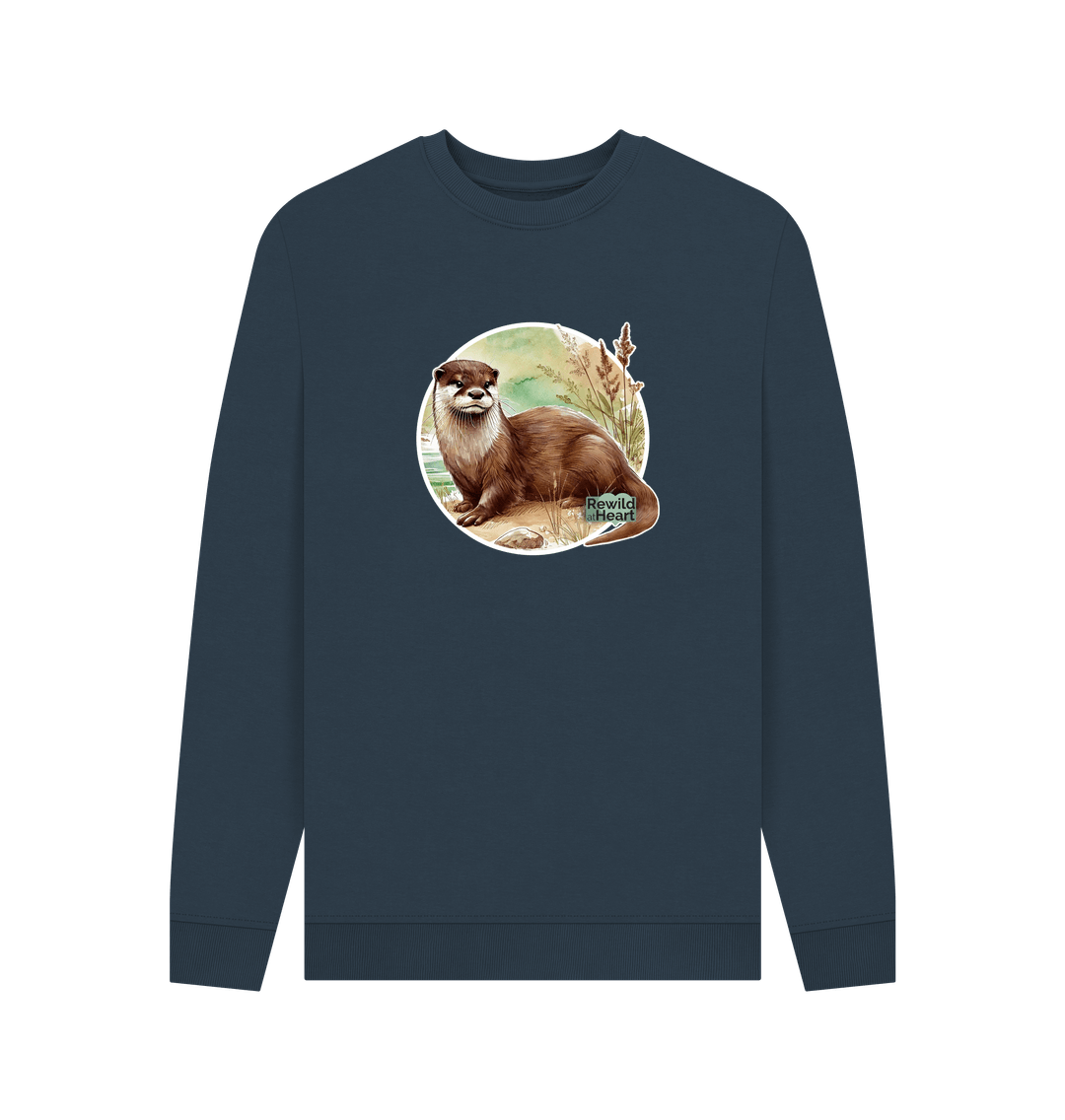 Navy Blue Printed Sweater Front
