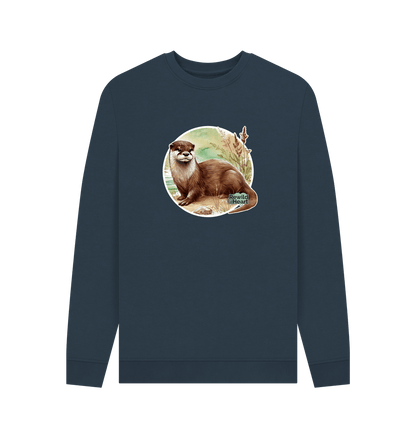 Navy Blue Printed Sweater Front