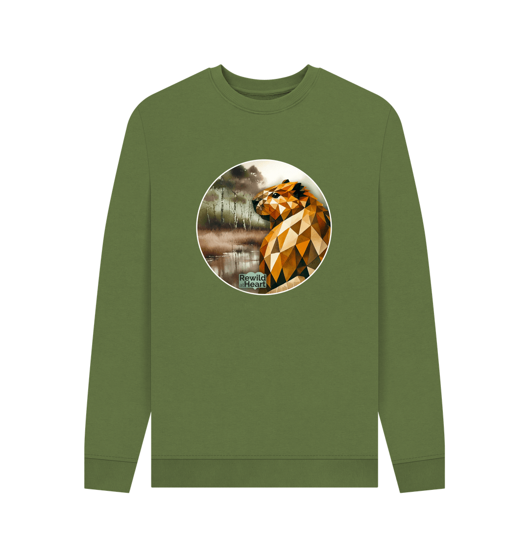 Khaki Printed Sweater Front