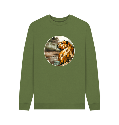 Khaki Printed Sweater Front