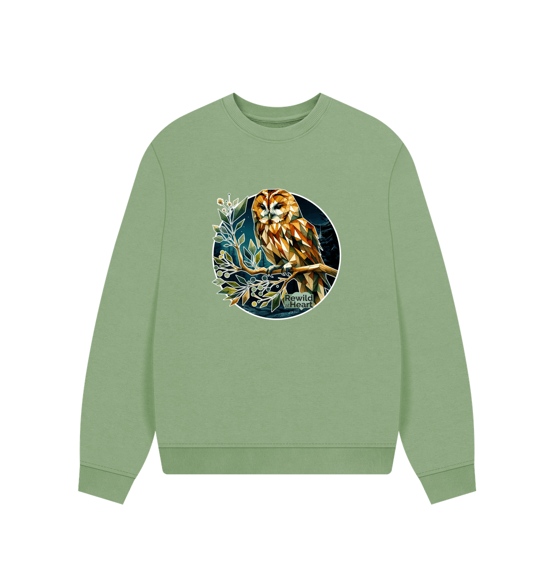 Sage Tawny Owl Women's Oversized Jumper