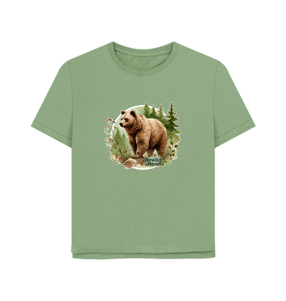 Sage Brown Bear Wilderness Women's Relaxed-Fit T-Shirt