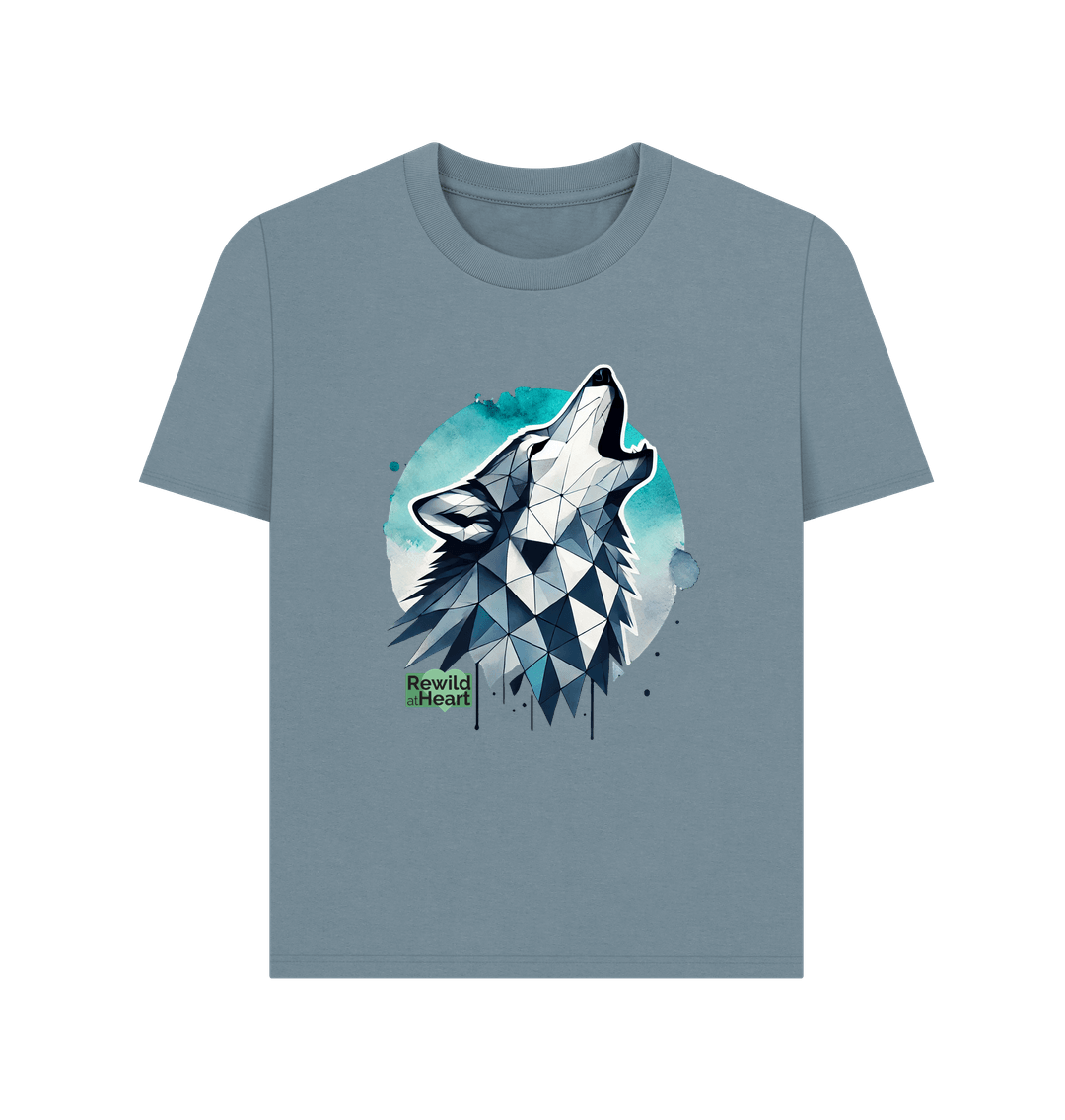 Stone Blue Primal Wolf Howl Women's Classic T-Shirt