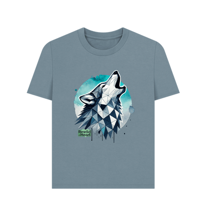 Stone Blue Primal Wolf Howl Women's Classic T-Shirt