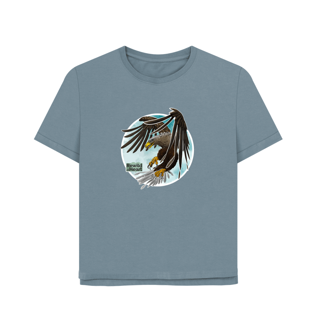 Stone Blue White-Tailed Eagle Flight Women's Relaxed-Fit T-Shirt