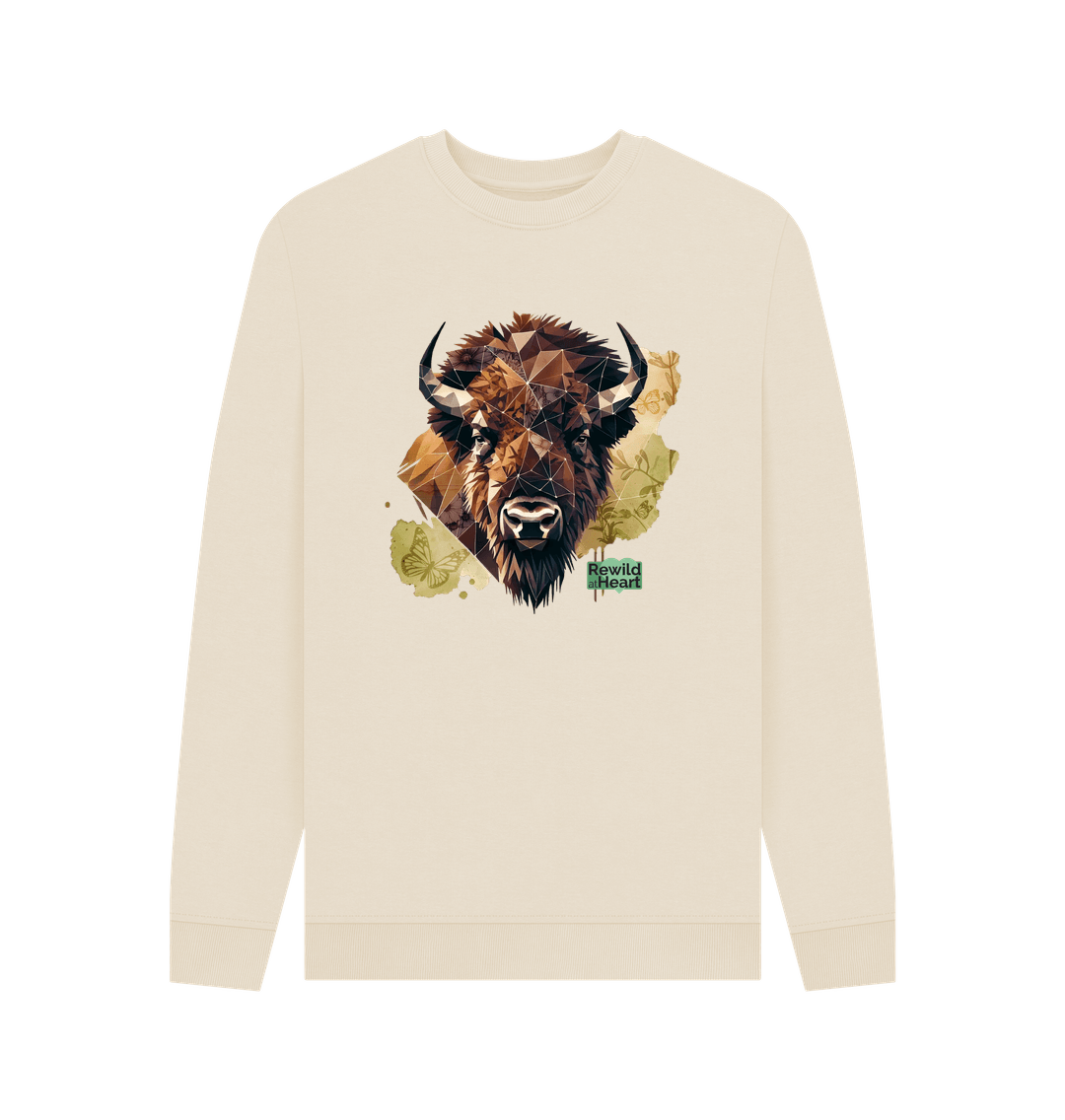 Oat Bison with Wildflowers & Butterflies Men's Jumper