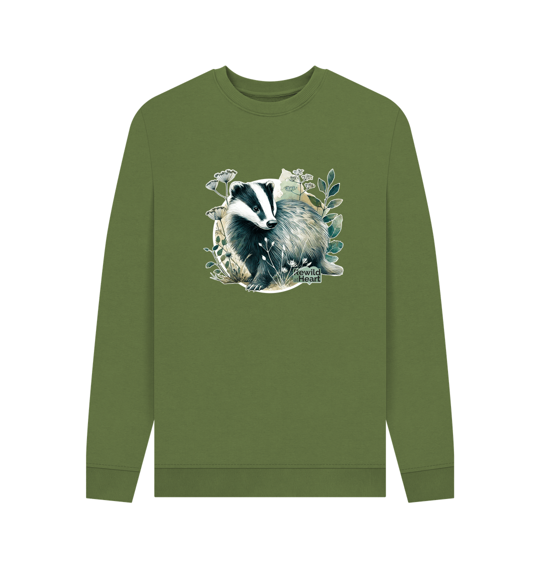 Khaki Printed Sweater Front
