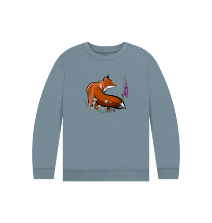 Stone Blue Printed Kids Jumper Front