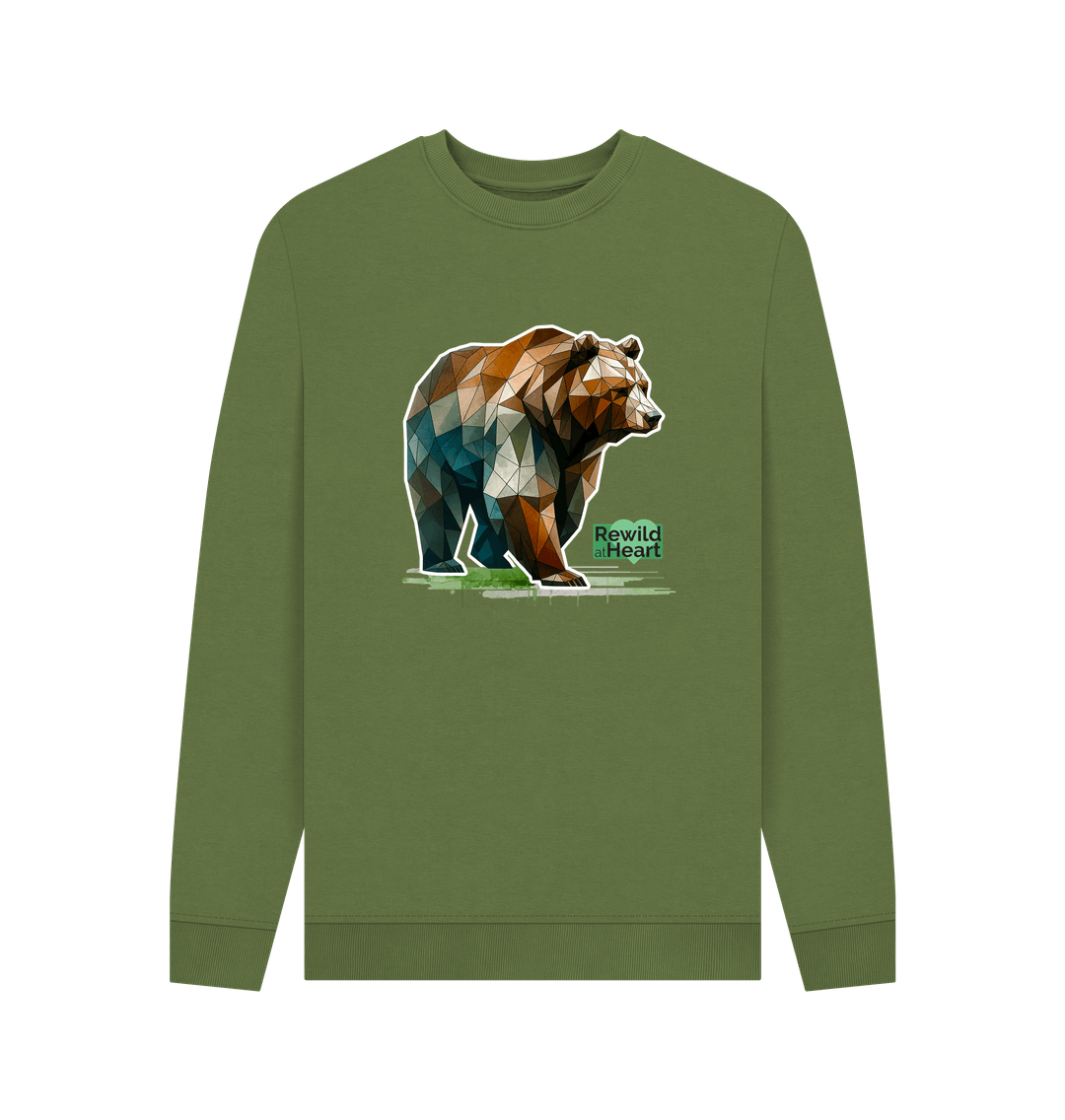 Khaki Printed Sweater Front