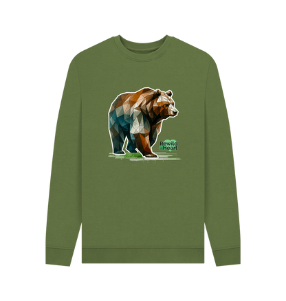 Khaki Printed Sweater Front