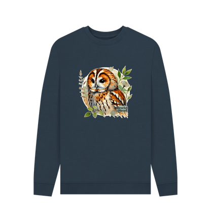 Navy Blue Tawny Owl Forest Men's Sweater