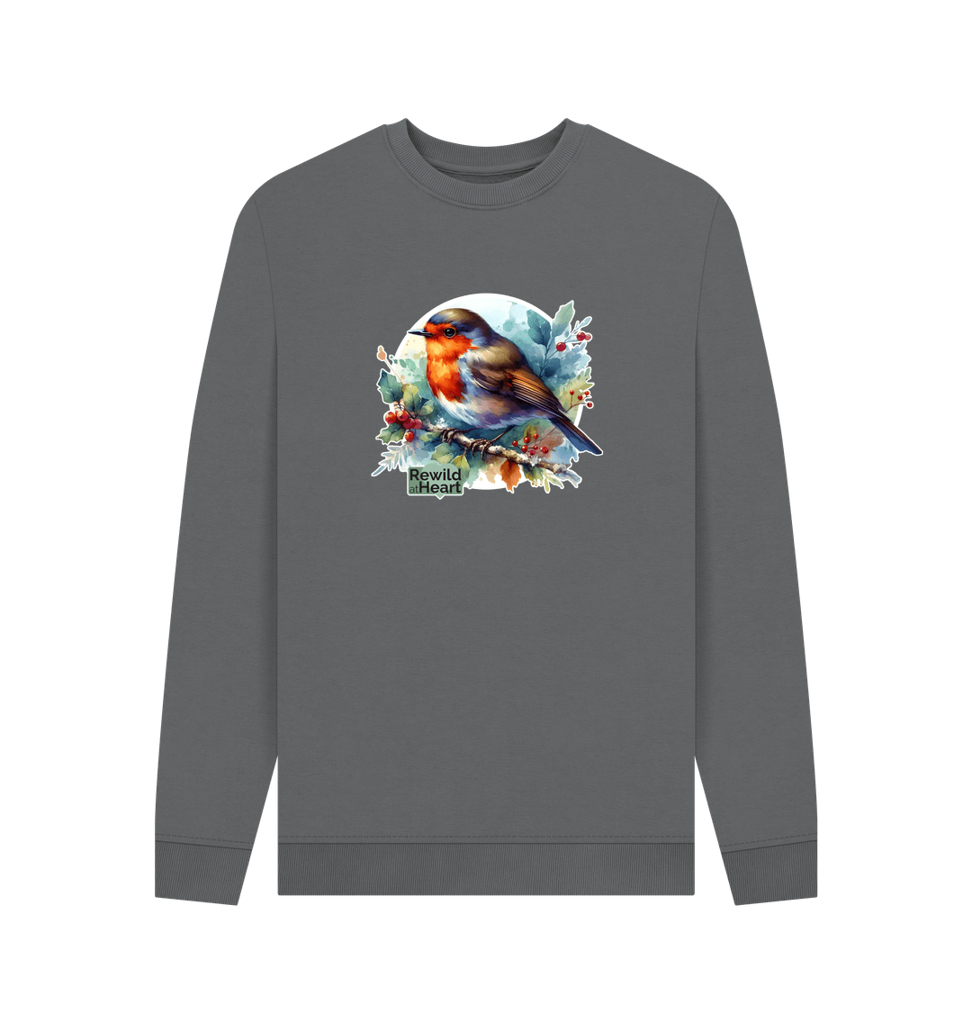 Slate Grey Robin Redbreast Men's Sweater