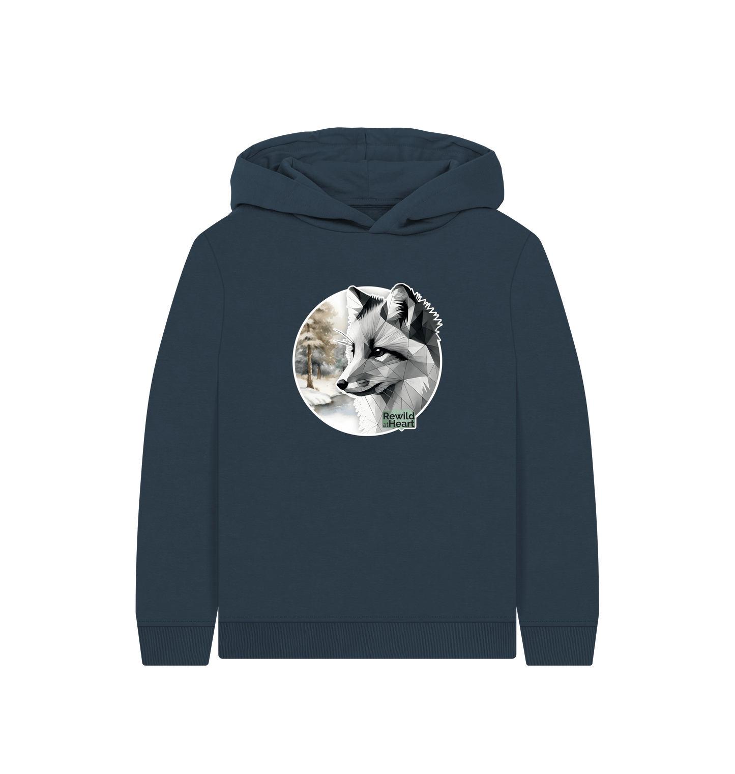 Navy Blue Printed Kids Hoodie Front