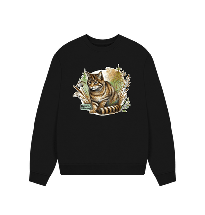 Black Wildcat Wilderness Women's Oversized Jumper