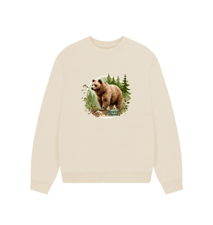 Oat Brown Bear Wilderness Women's Oversized Jumper