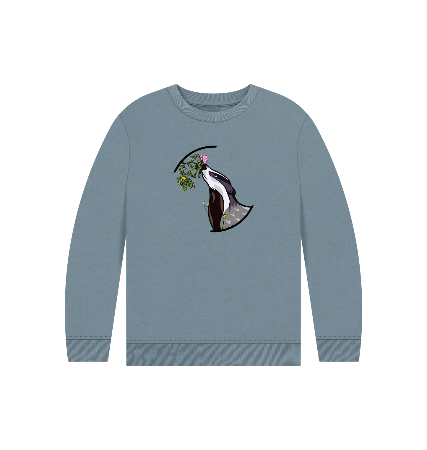 Stone Blue Printed Kids Jumper Front