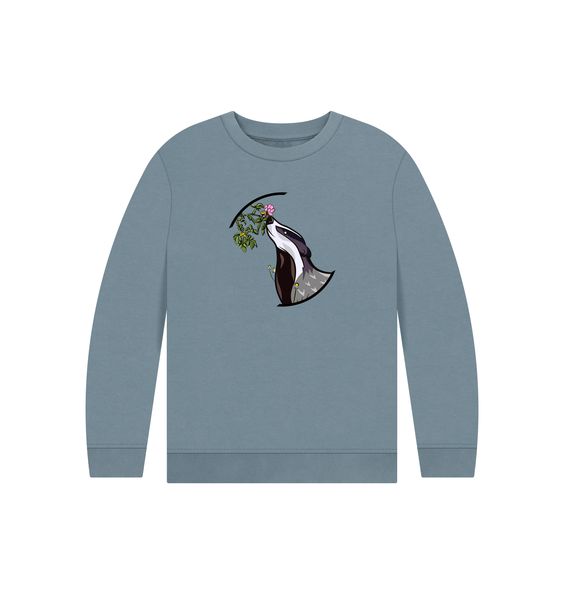 Stone Blue Printed Kids Jumper Front