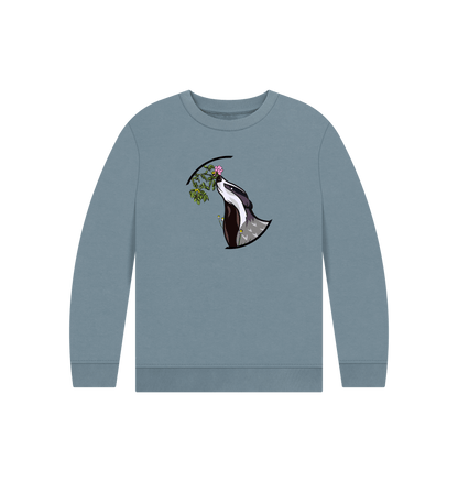 Stone Blue Printed Kids Jumper Front