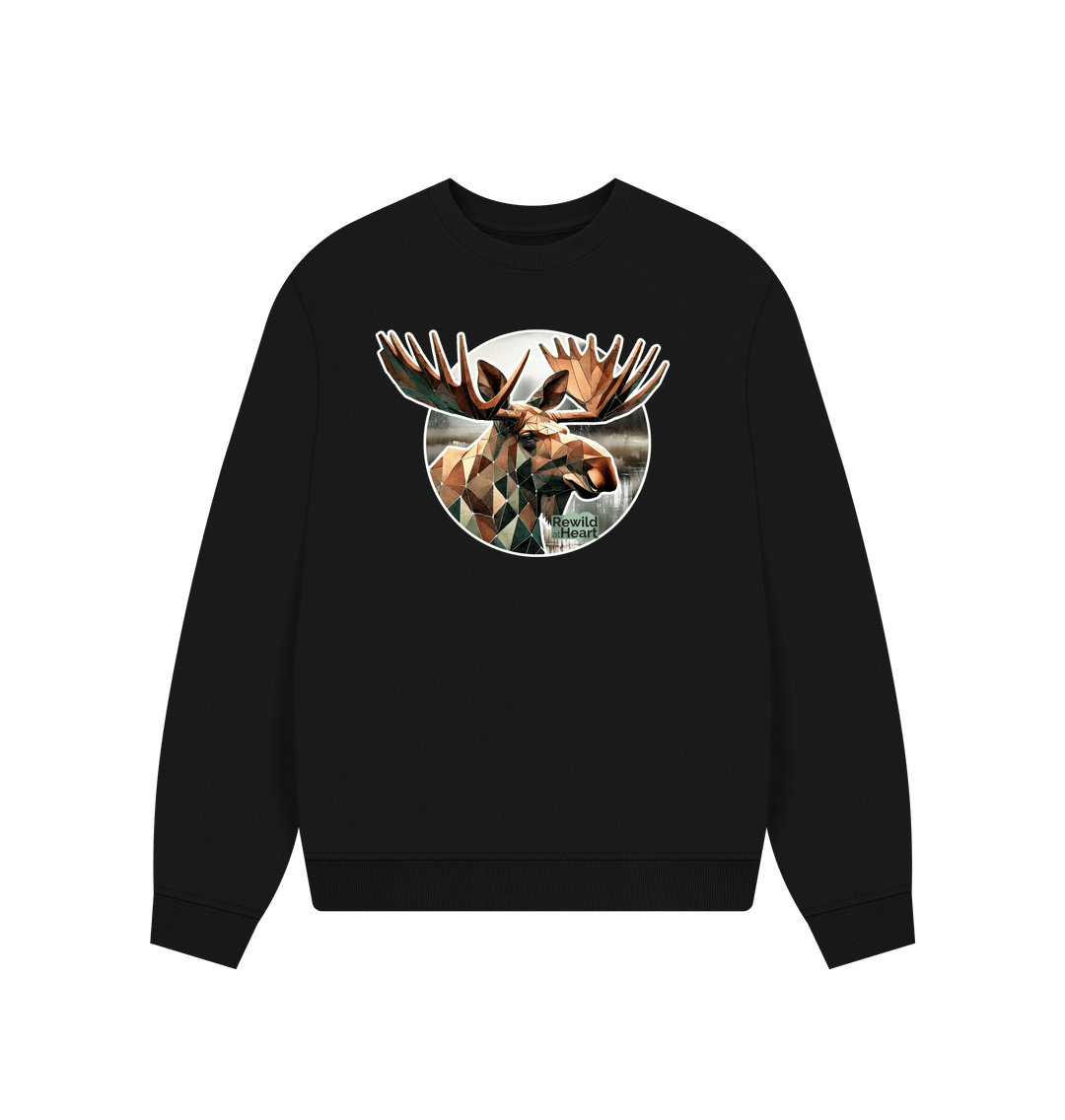 Black Guardian Elk Women's Oversized Jumper