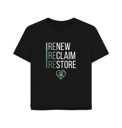 Black Renew, Reclaim, Restore | Women's Relaxed-Fit T-Shirt