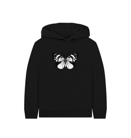 Black Printed Kids Hoodie Front