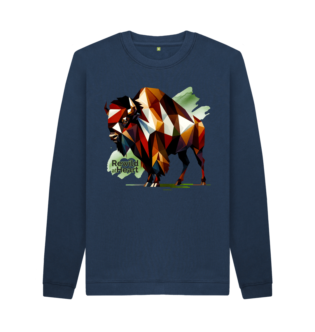 Navy Blue Printed Sweater Front