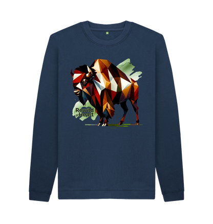 Navy Blue Printed Sweater Front