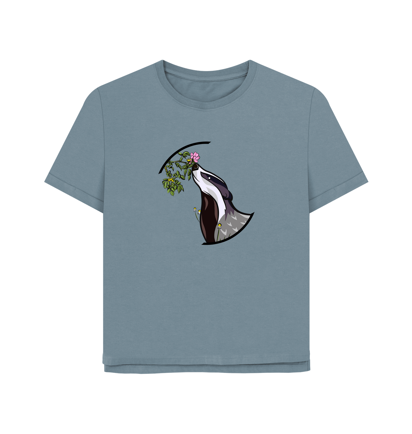 Stone Blue Printed T-shirt Front