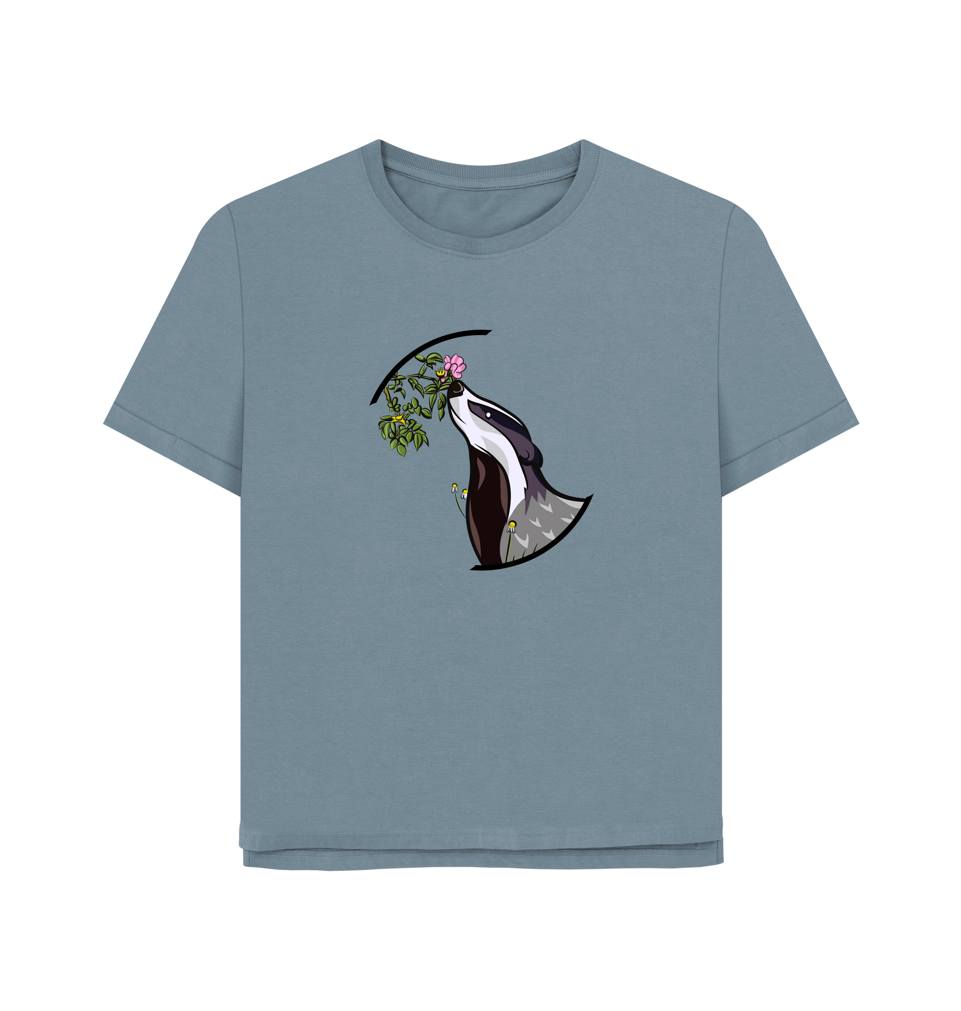 Stone Blue Printed T-shirt Front