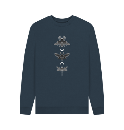 Navy Blue Moonlit Insect Trio Men's Sweater